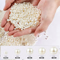 1200 pearl beads for DIY handmade necklaces and earrings, jewelry making, 5 sizes of round pearls, suitable for bracelet making, small pearl filler beads, with holes.