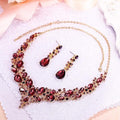 Austrian Crystal Teardrop Cluster Necklace and Earring Jewelry Set